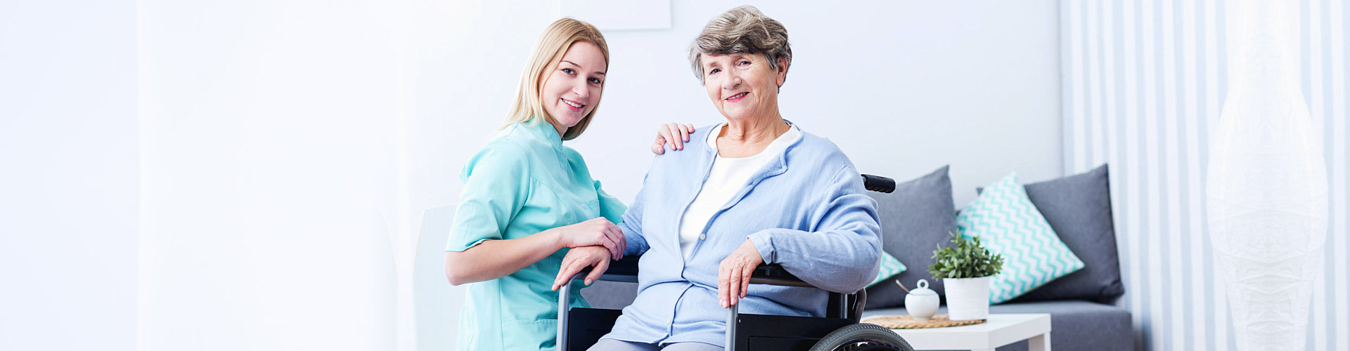 a female nurse with an elderly patient