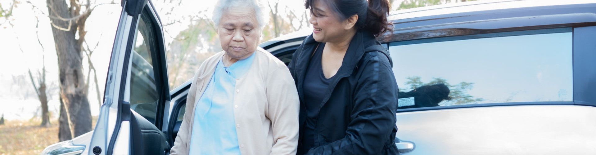 Nurse aid assisting elderly woman